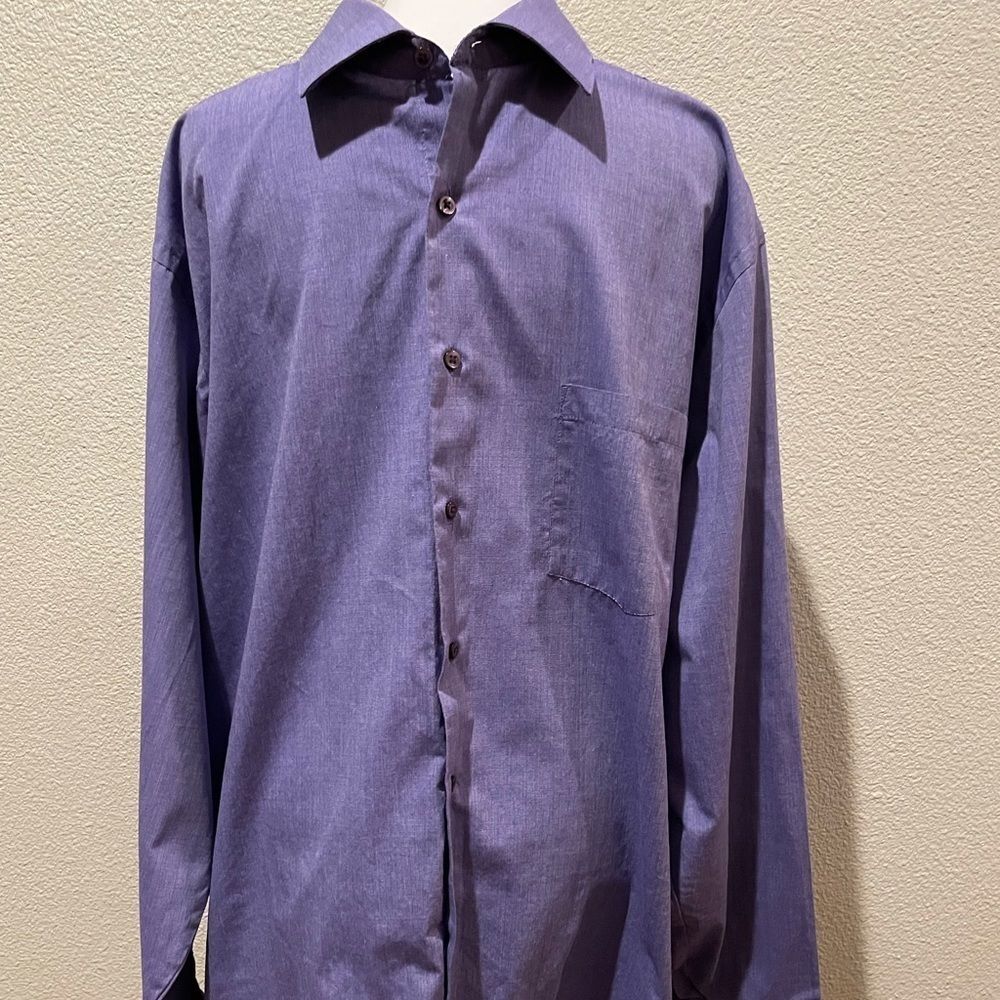 Van Heusen Regular Fit Purple Button Down Men Collar Shirt Size 171/2 34/35